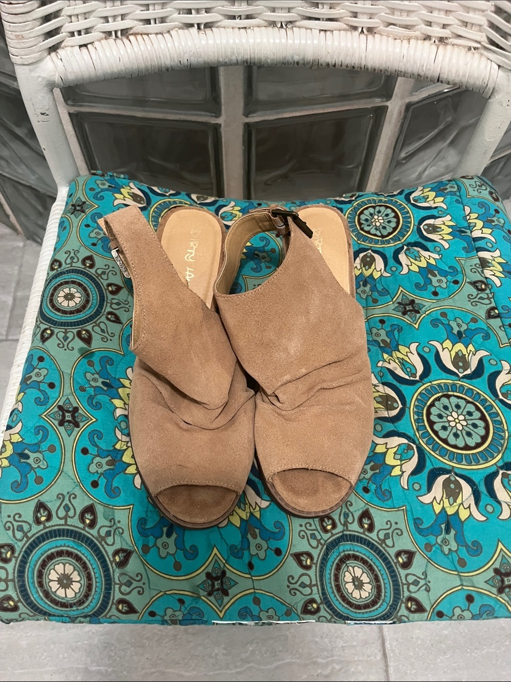 Dirty Laundry Tan Suede Open-Toe Slingback Mules